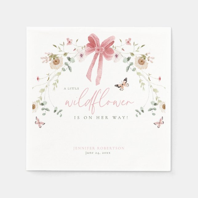 Little Wildflower Butterfly Girl Baby Shower Napkin (Front)