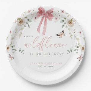 Little Wildflower Butterfly Girl Baby Shower Paper Plate