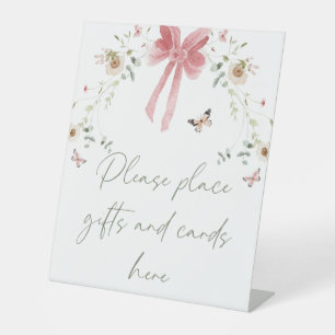 Little Wildflower Butterfly Girl Baby Shower Pedestal Sign