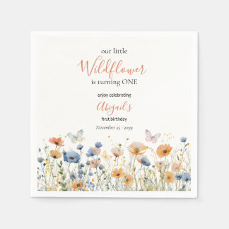 Little Wildflower Butterfly Meadow 1st Birthday Napkin