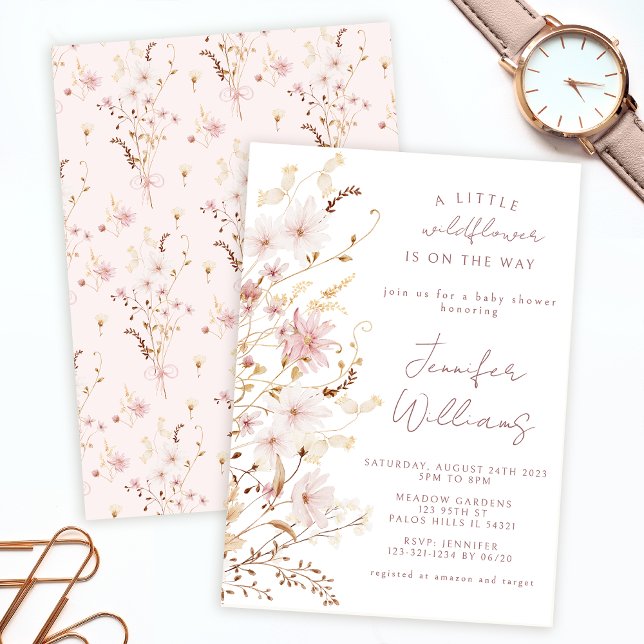 Little wildflower cute baby girl shower invitation (Creator Uploaded)