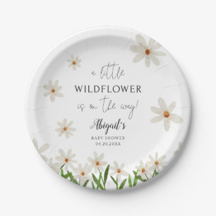 Little Wildflower Daisy Girl Baby Shower Paper Plate