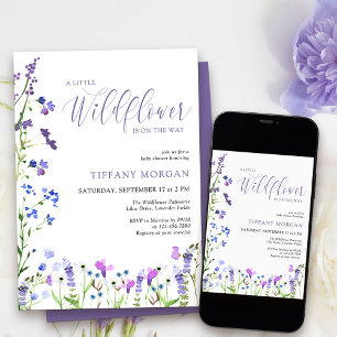 Little Wildflower Elegant Purple Baby Shower Invitation