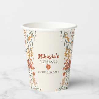 Little Wildflower Fall Rustic Boho Baby Shower Paper Cups