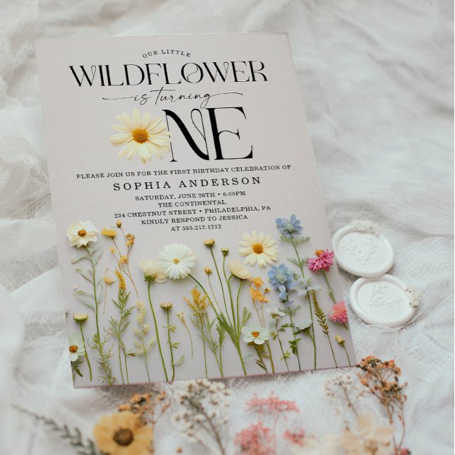 Little Wildflower First Birthday Party Invitation (Creator Uploaded)