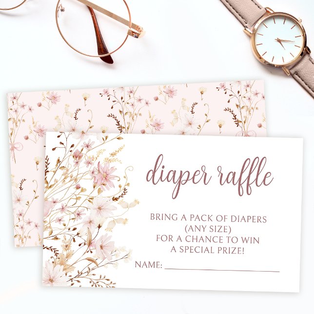 Little wildflower floral baby shower diaper raffle enclosure card (Creator Uploaded)