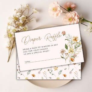 Little Wildflower Floral Baby Shower Diaper Raffle Enclosure Card