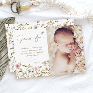 Little Wildflower Floral Baby Shower  Thank You Card