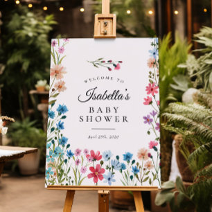 Little Wildflower Floral Baby Shower Welcome Sign