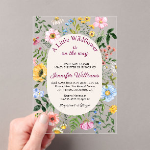 little wildflower ,floral garden girl baby shower  acrylic invitations