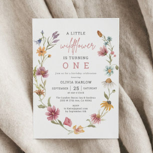 Little Wildflower Floral Girl 1st Birthday  Invitation