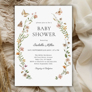 Little Wildflower Floral Girl Baby Shower Invitation