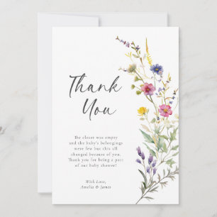 Little Wildflower Floral Girl Baby Shower Thank You Card
