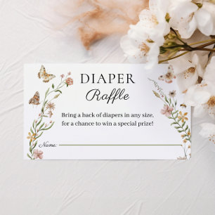 Little Wildflower Floral Girl Diaper Raffle Enclosure Card