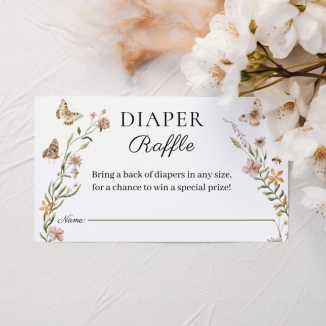 Little Wildflower Floral Girl Diaper Raffle Enclosure Card (Creator Uploaded)