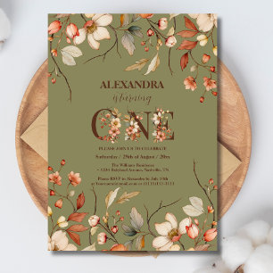 Little Wildflower Floral Girl First Birthday Invitation