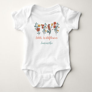 Little Wildflower floral Personalised Name Kids Baby Bodysuit