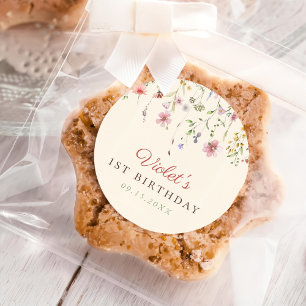 Little Wildflower Flower 1st Birthday Classic Round Sticker