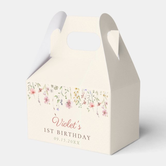 Little Wildflower Flower 1st Birthday Favour Box (Front Side)
