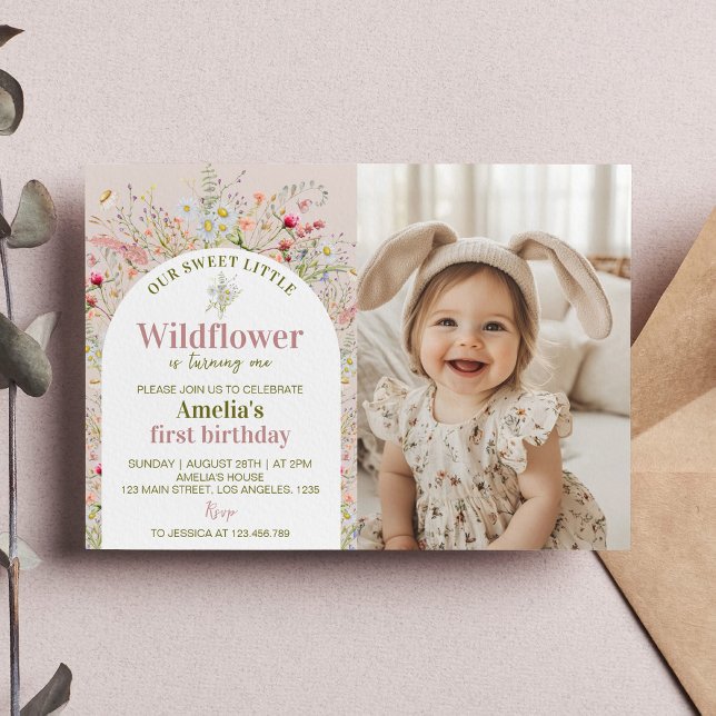 Little Wildflower Garden Birthday Photo Invitation (Creator Uploaded)