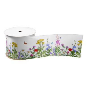 Little Wildflower Garden Floral Pattern Gift Satin Ribbon