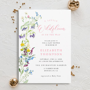 Little Wildflower Garden Pink Girl Baby Shower Invitation