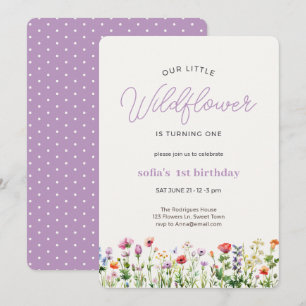 Little Wildflower Girl 1st Birthday Invitation