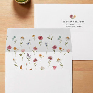 Little Wildflower Girl Baby Shower Address Envelope