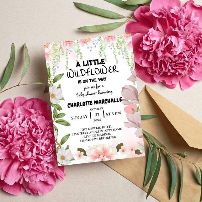 Little Wildflower Girl Baby Shower Invitation (Creator Uploaded)