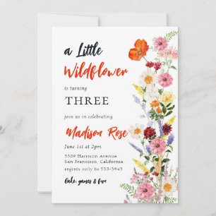 Little Wildflower Girl Birthday Invitation