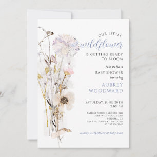 Little Wildflower Glitter Baby Shower Invitation