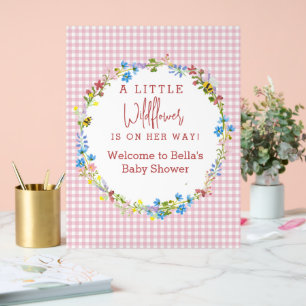 Little Wildflower Is On Her Way Baby Shower Acrylic Sign