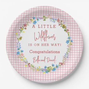 Little Wildflower Is On Her Way Baby Shower Paper Plate