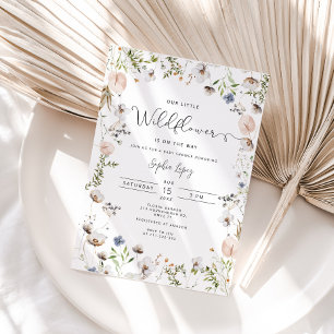 Little wildflower is on the way baby shower invitation