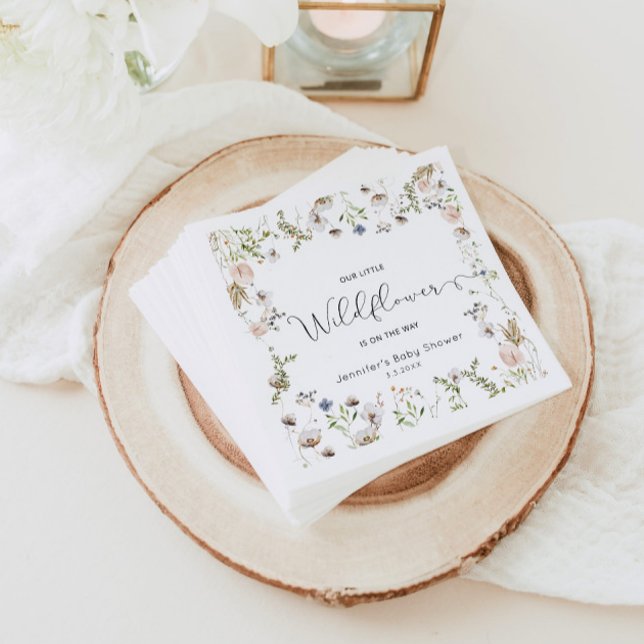Little wildflower is on the way baby shower napkin (Creator Uploaded)