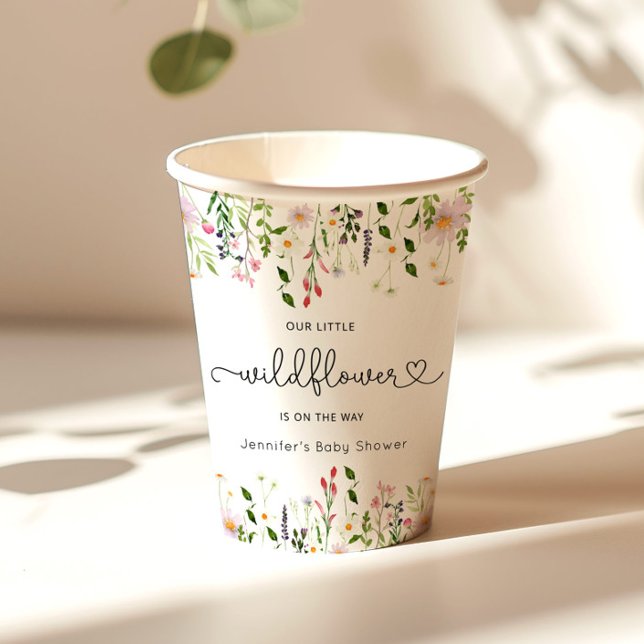 Little wildflower is on the way baby shower paper cups (Creator Uploaded)