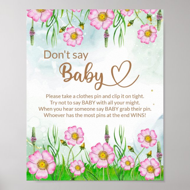 Little Wildflower Is On The Way Baby Shower Poster (Front)