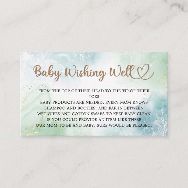 Little Wildflower Is On The Way Baby Wishing Well Enclosure Card (Front)