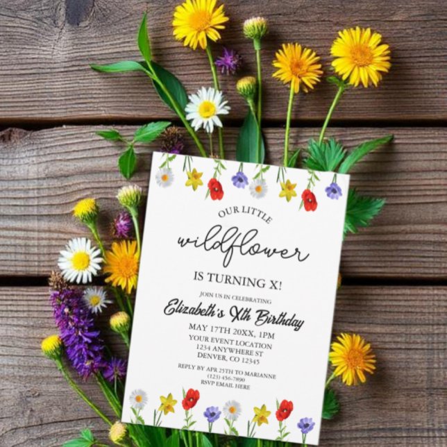 Little Wildflower Kids Girl Birthday Invitation (Creator Uploaded)