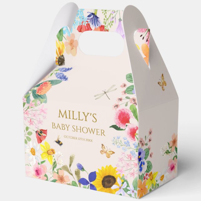 Little wildflower mama to Bee Baby Shower Favour Box (Front)