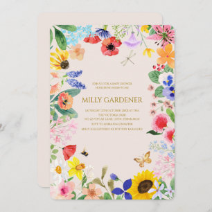 Little wildflower mama to Bee Baby Shower Invitation