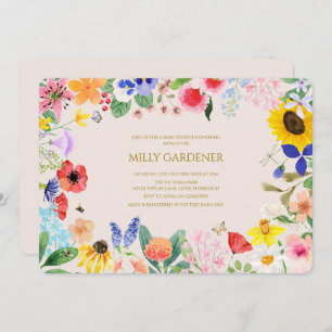 Little wildflower mama to Bee Baby Shower Invitation