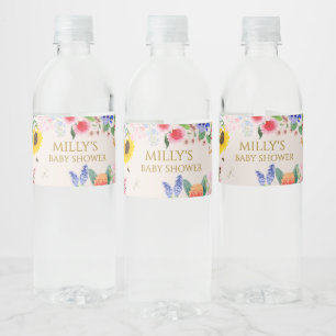 Little wildflower mama to Bee Baby Shower Water Bottle Label