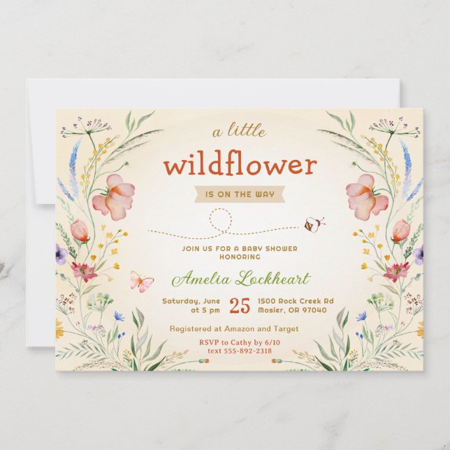 Little Wildflower Neutral Baby Shower Sprinkle Invitation (Front)