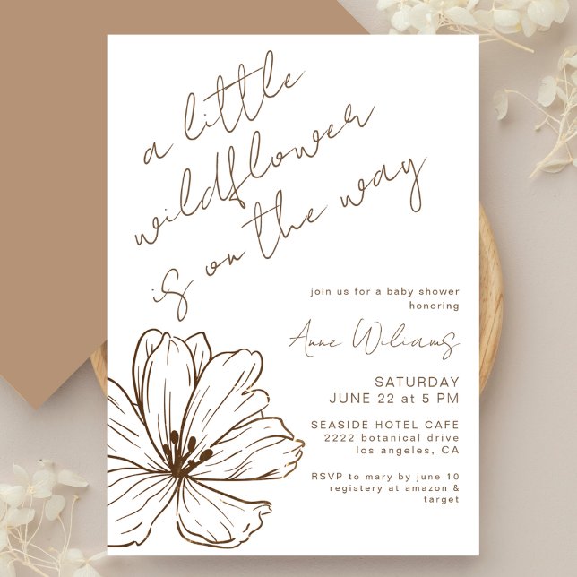 Little Wildflower Neutral Handwritten Baby Shower Invitation (Creator Uploaded)