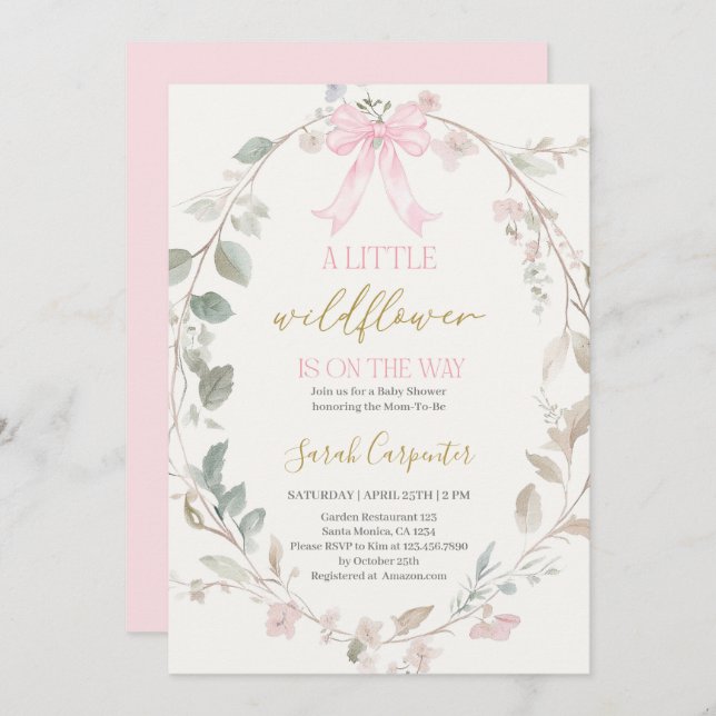 Little Wildflower on her Way Baby Shower Girl Invitation (Front/Back)