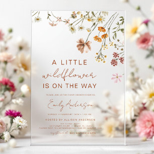 Little Wildflower on the Way Baby Shower Acrylic Invitations