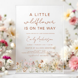 Little Wildflower on the Way Baby Shower Acrylic Invitations