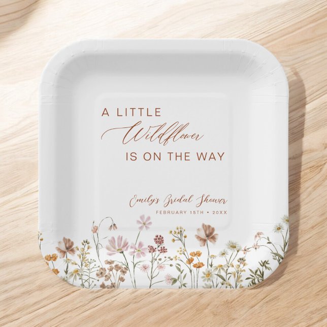 Little Wildflower on the Way Baby Shower Paper Plate (Creator Uploaded)