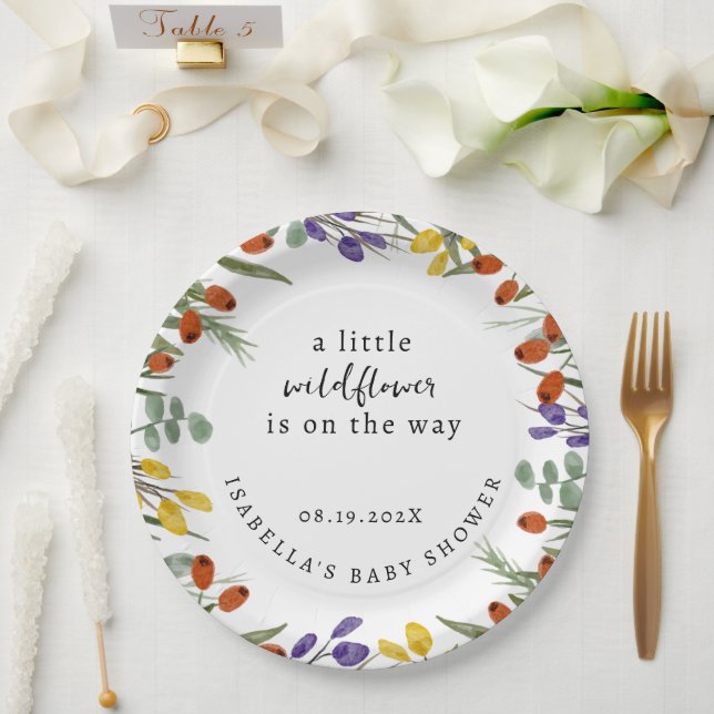 Little Wildflower On The Way Fall Baby Shower Paper Plate (Wedding)